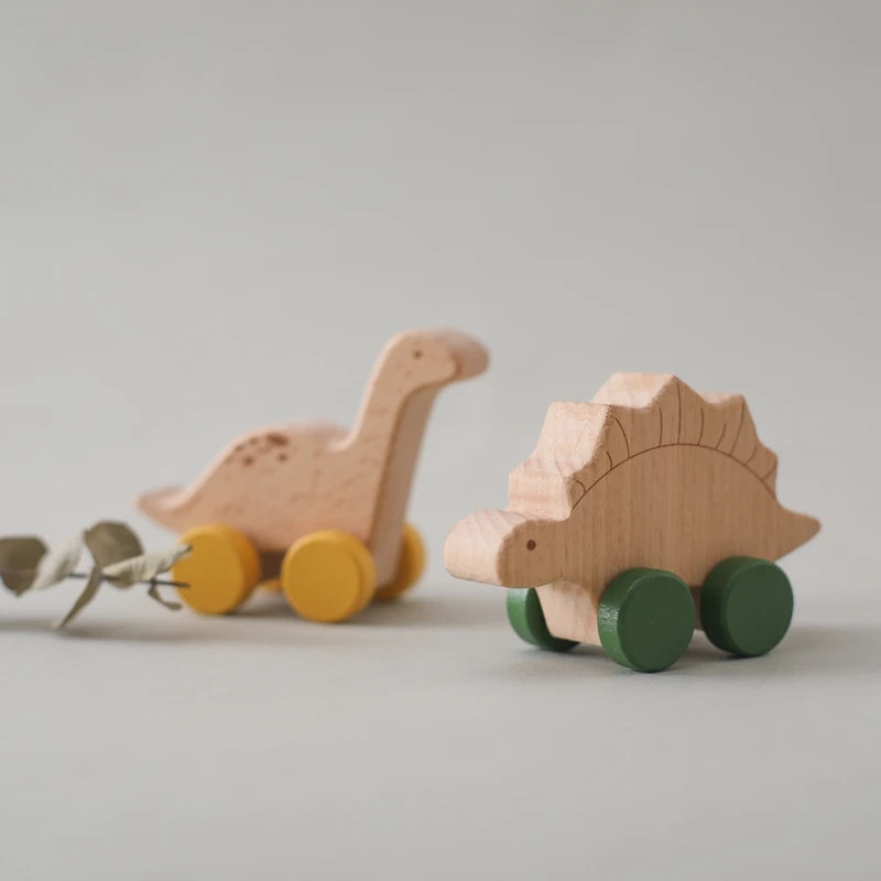 Wooden Baby Car Teether – Dinosaur Edition