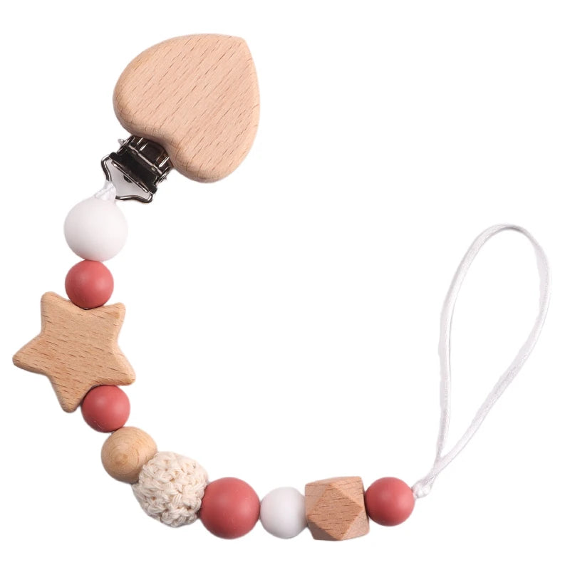 Wood & Silicone Pacifier Chain — 26cm