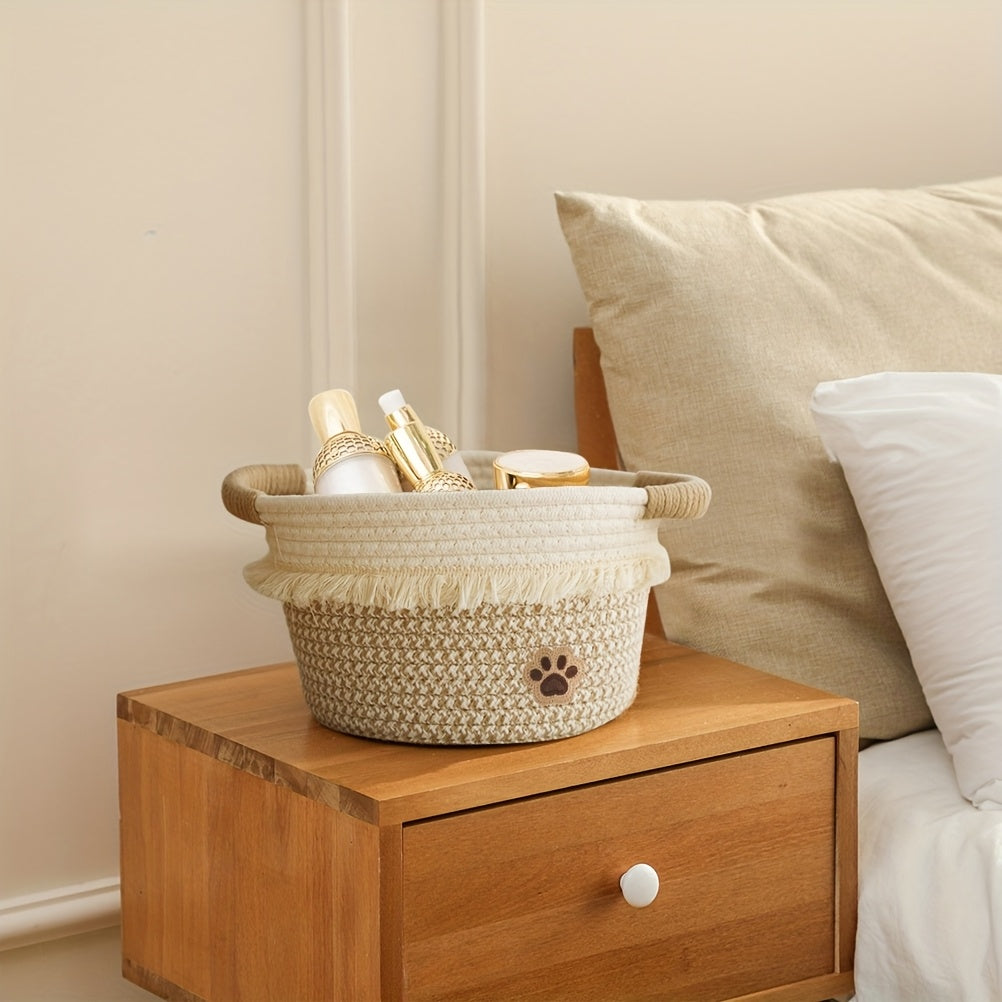 🧺 Boho Chic Woven Rope Storage Basket with Tassels