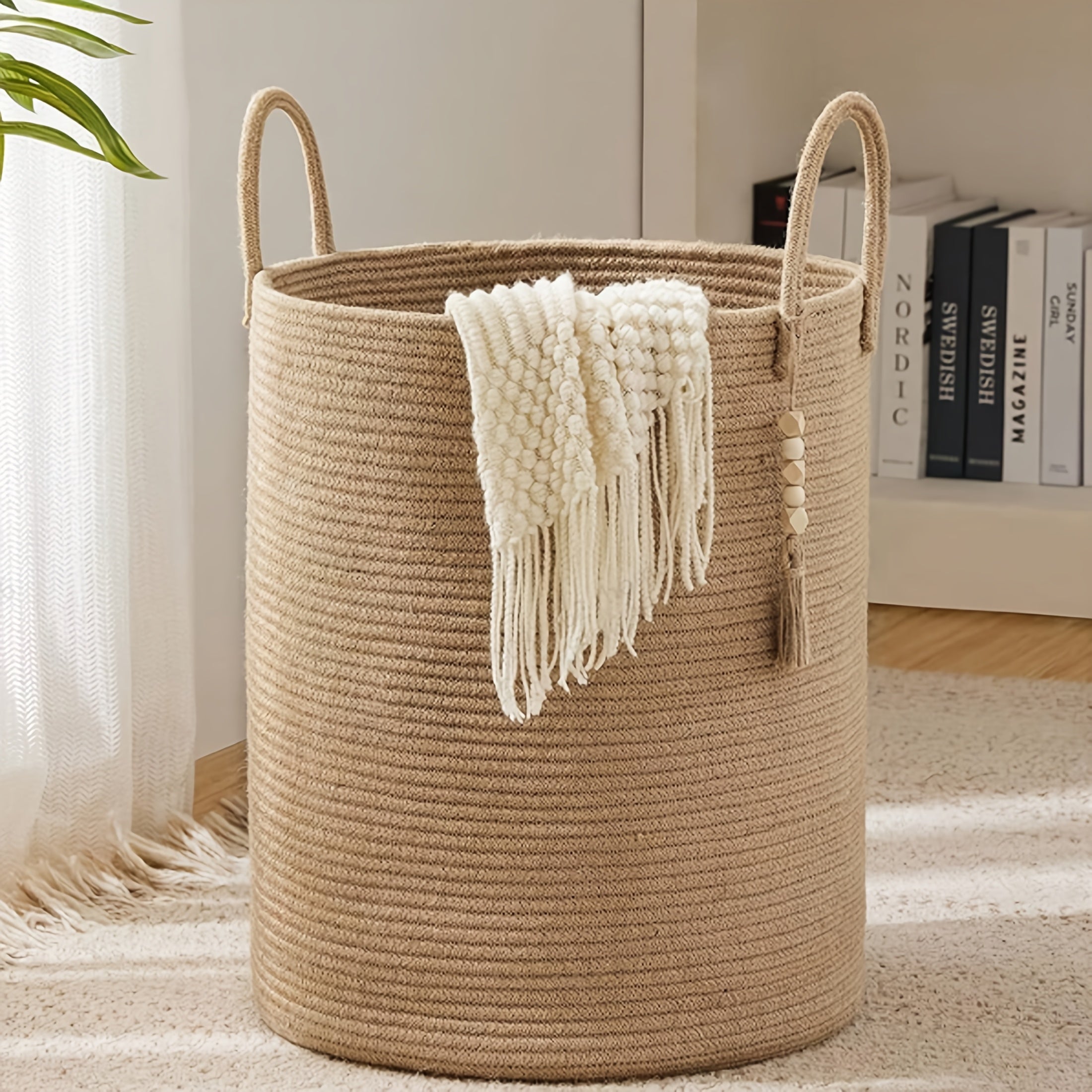 🧺 Bohemian Style Extra Large Woven Fabric Storage Basket