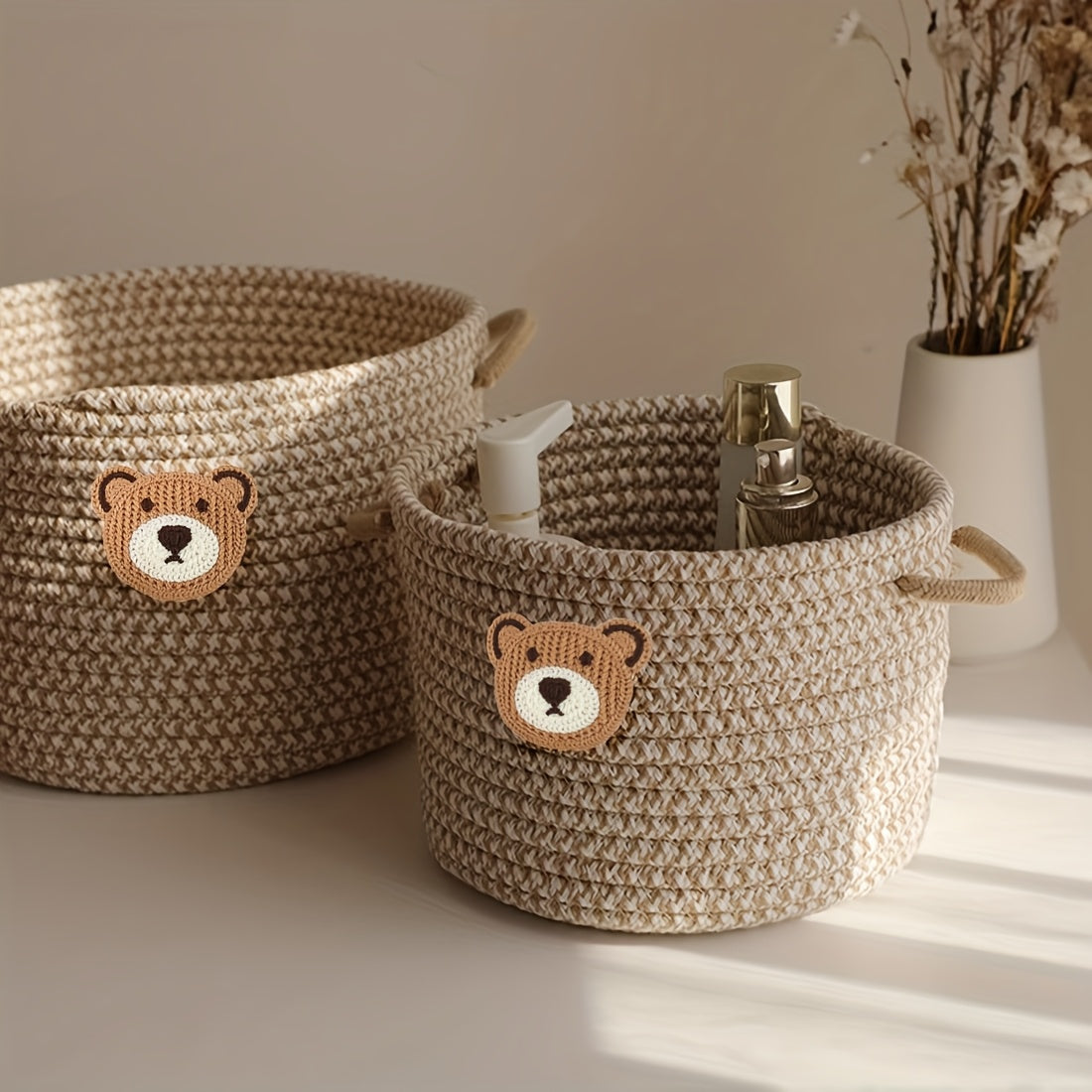 🧸 Inwagui Cute Bear Woven Storage Basket