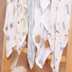 🌈🐻 HappyFlute 5pcs Bamboo Muslin Swaddle & Burp Cloths
