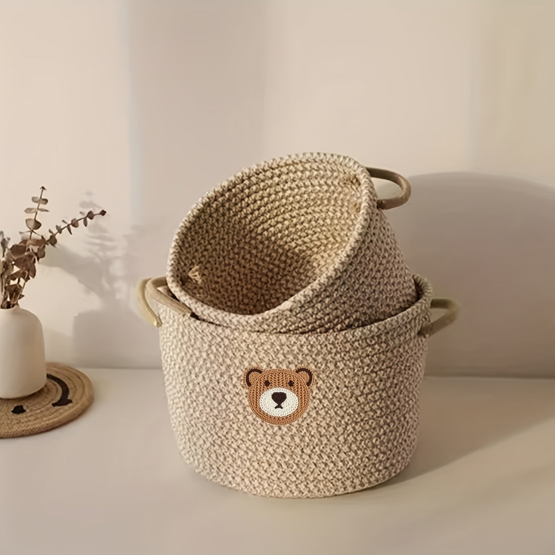 🧸 Inwagui Cute Bear Woven Storage Basket
